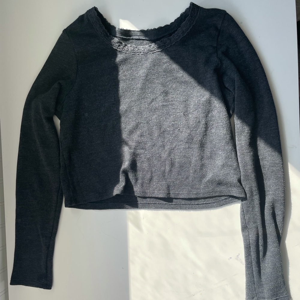Dark grey American Eagle cropped long sleeve